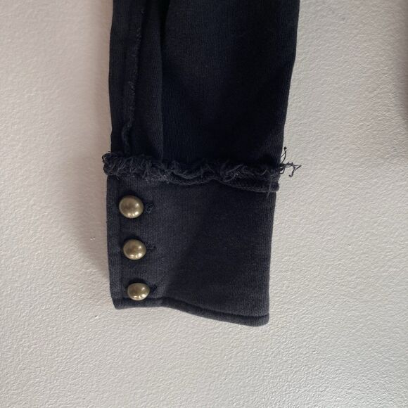 Allihop Anthropologie Black Hooded Jacket Womens Size Medium Pockets Cotton - Picture 10 of 11